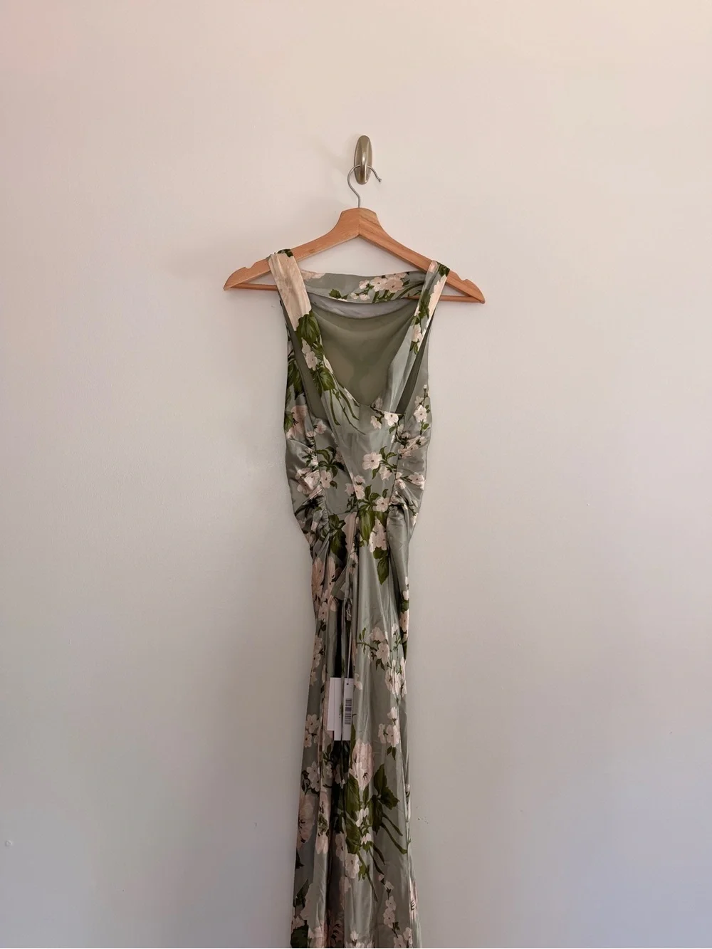 Reformation Anais Floral Silk Dress Tarragon Green Size 4 NWT - Picture 8 of 9